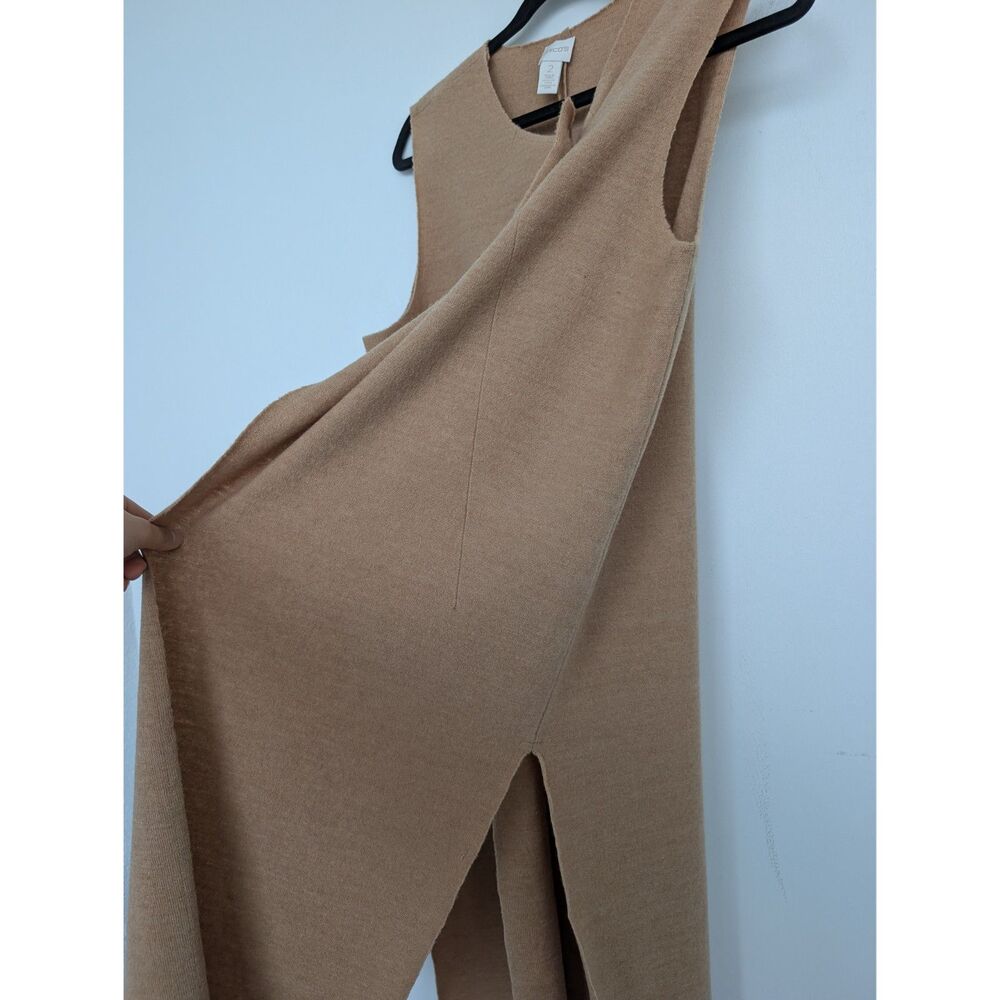 Chico's Wool Sleeveless Wrap Longline Duster Tan Cardigan Sz Chico's 2/L - Picture 9 of 16